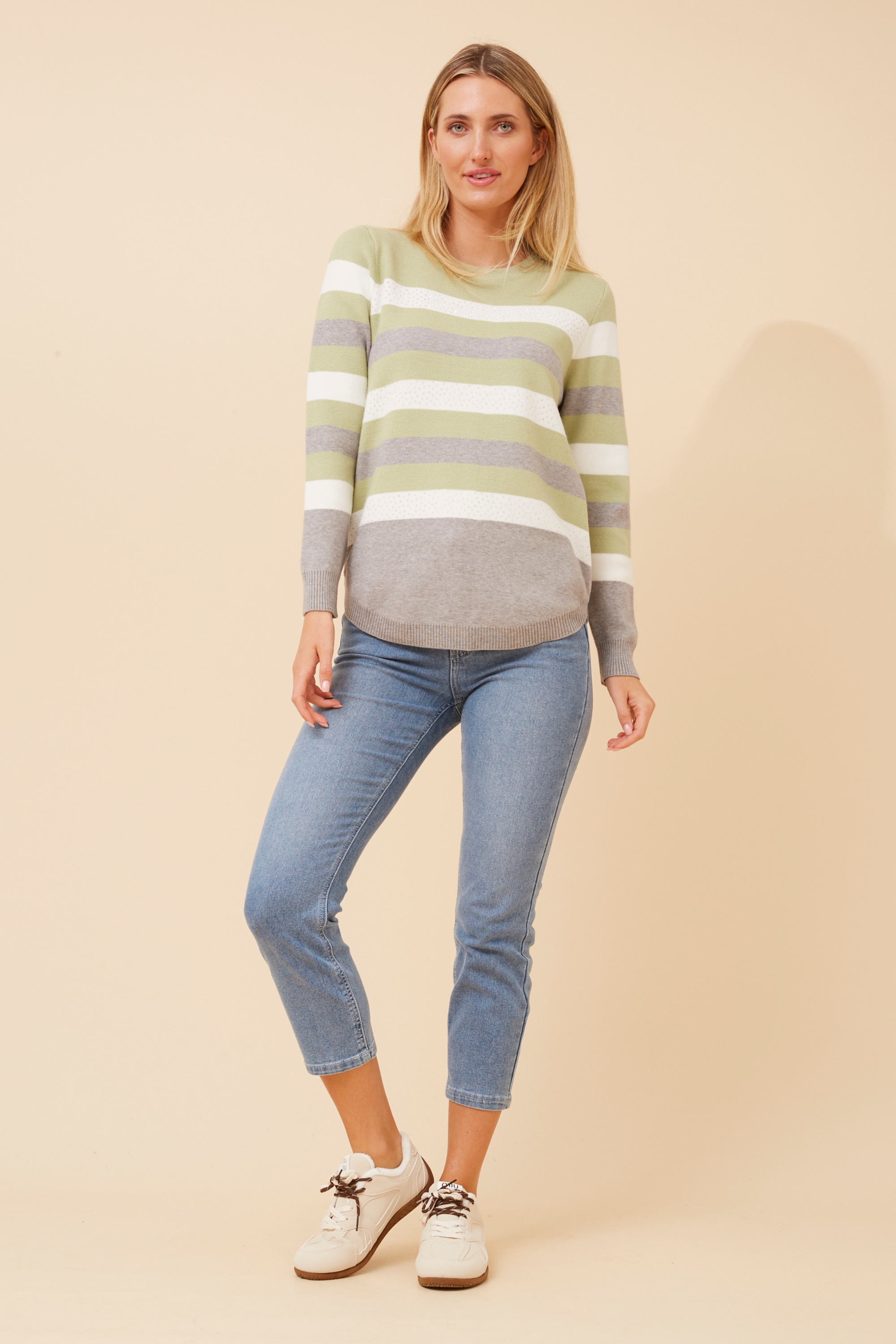 ANITA STRIPE PRINT KNIT PULLOVER