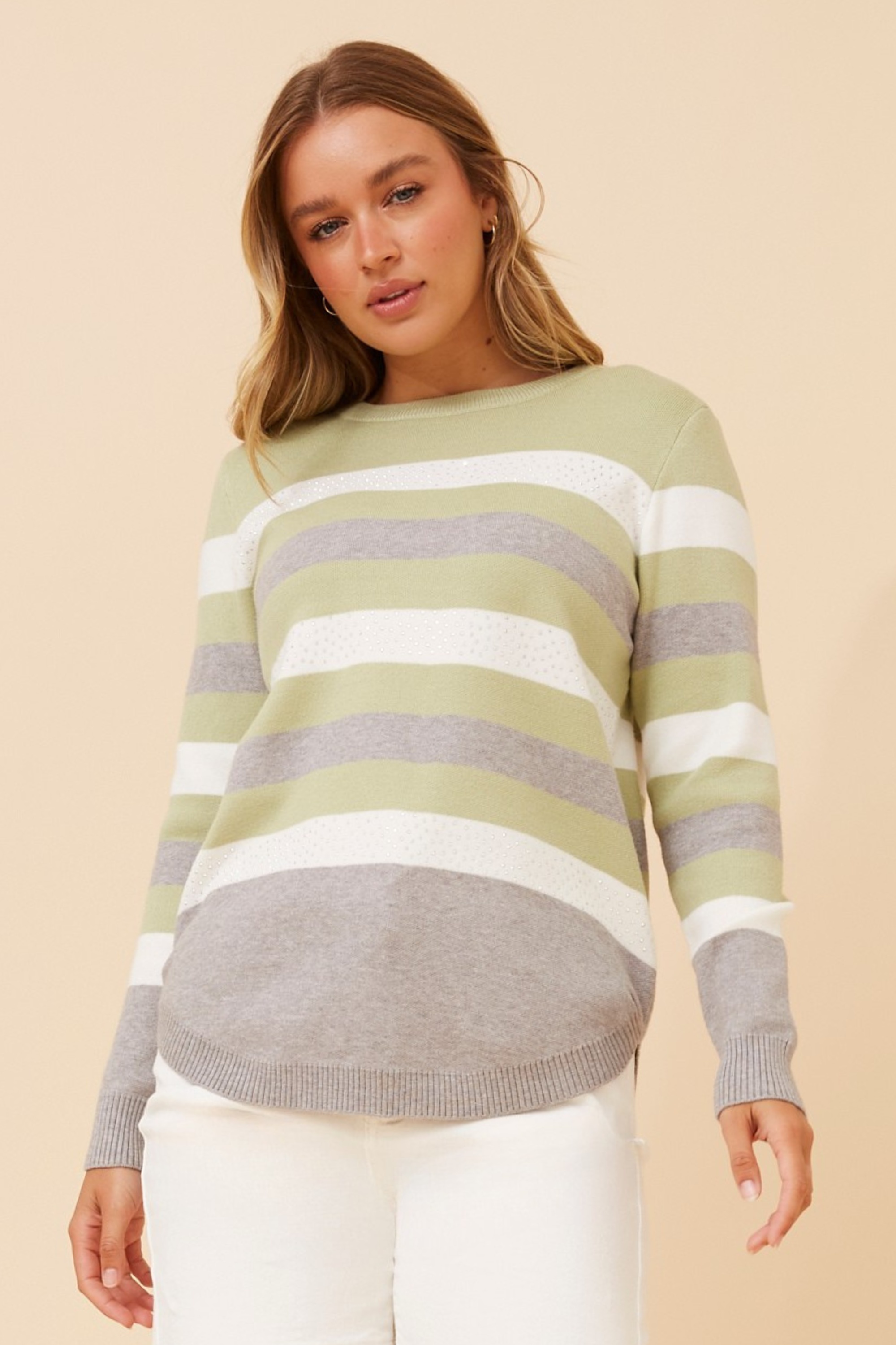 ANITA STRIPE PRINT KNIT PULLOVER
