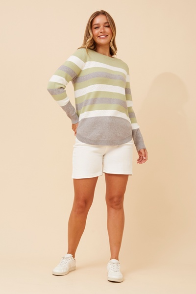ANITA STRIPE PRINT KNIT PULLOVER