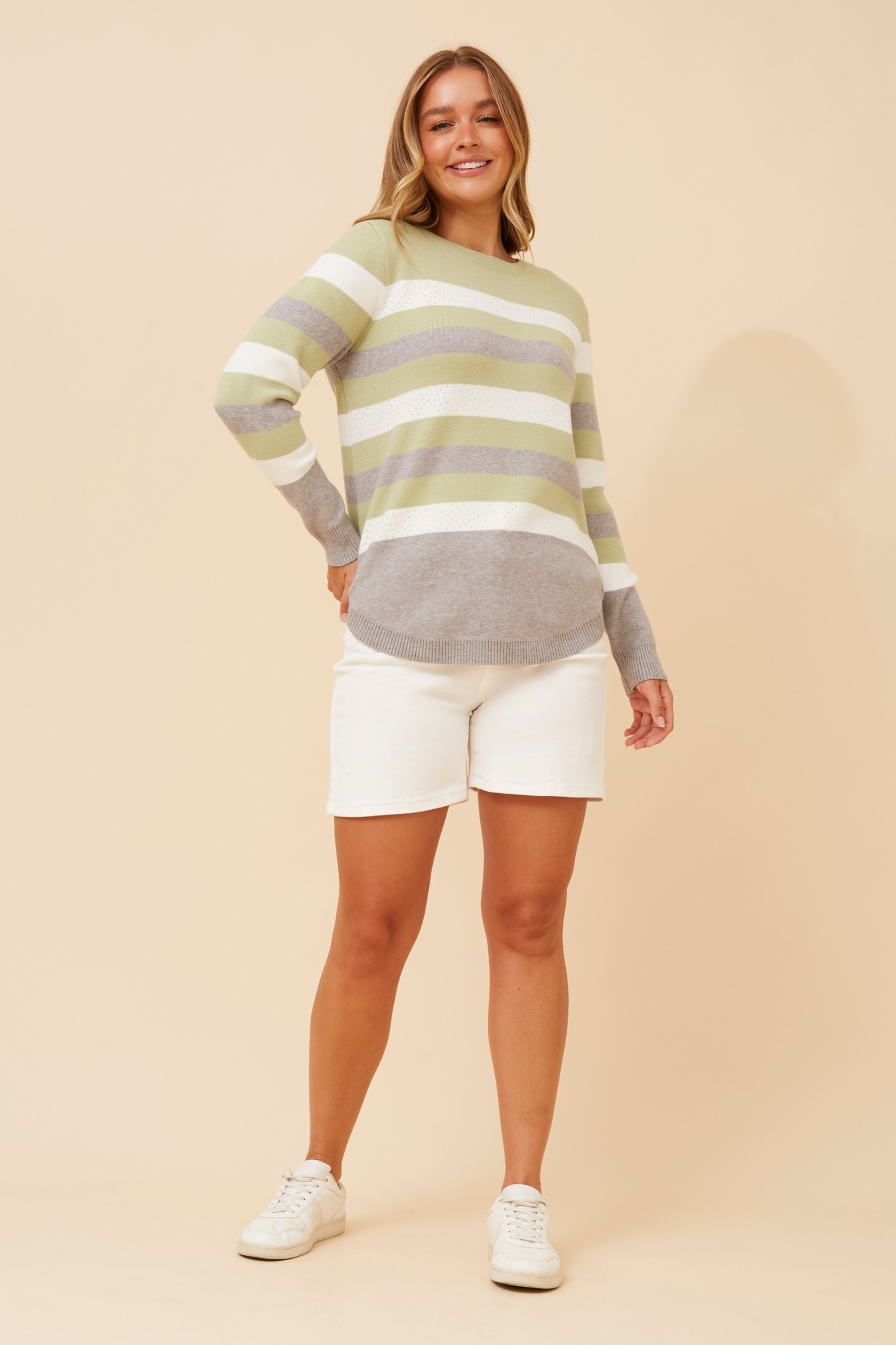 ANITA STRIPE PRINT KNIT PULLOVER