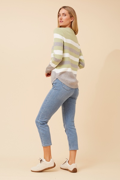 ANITA STRIPE PRINT KNIT PULLOVER