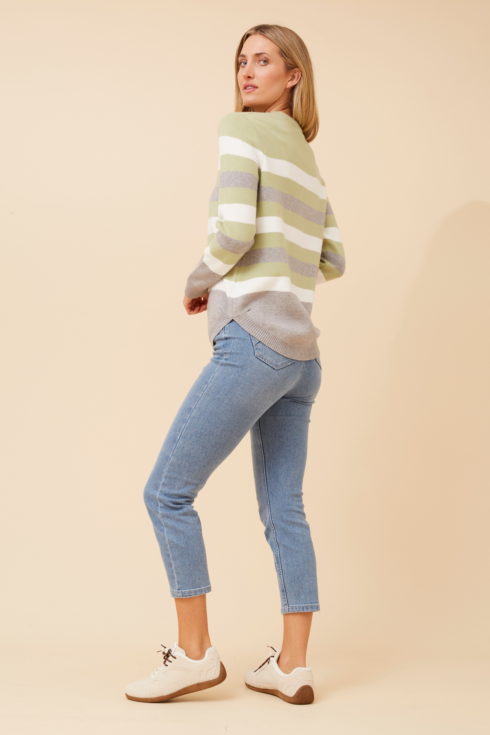 ANITA STRIPE PRINT KNIT PULLOVER