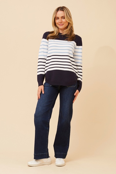 ANITA STRIPE PRINT KNIT PULLOVER