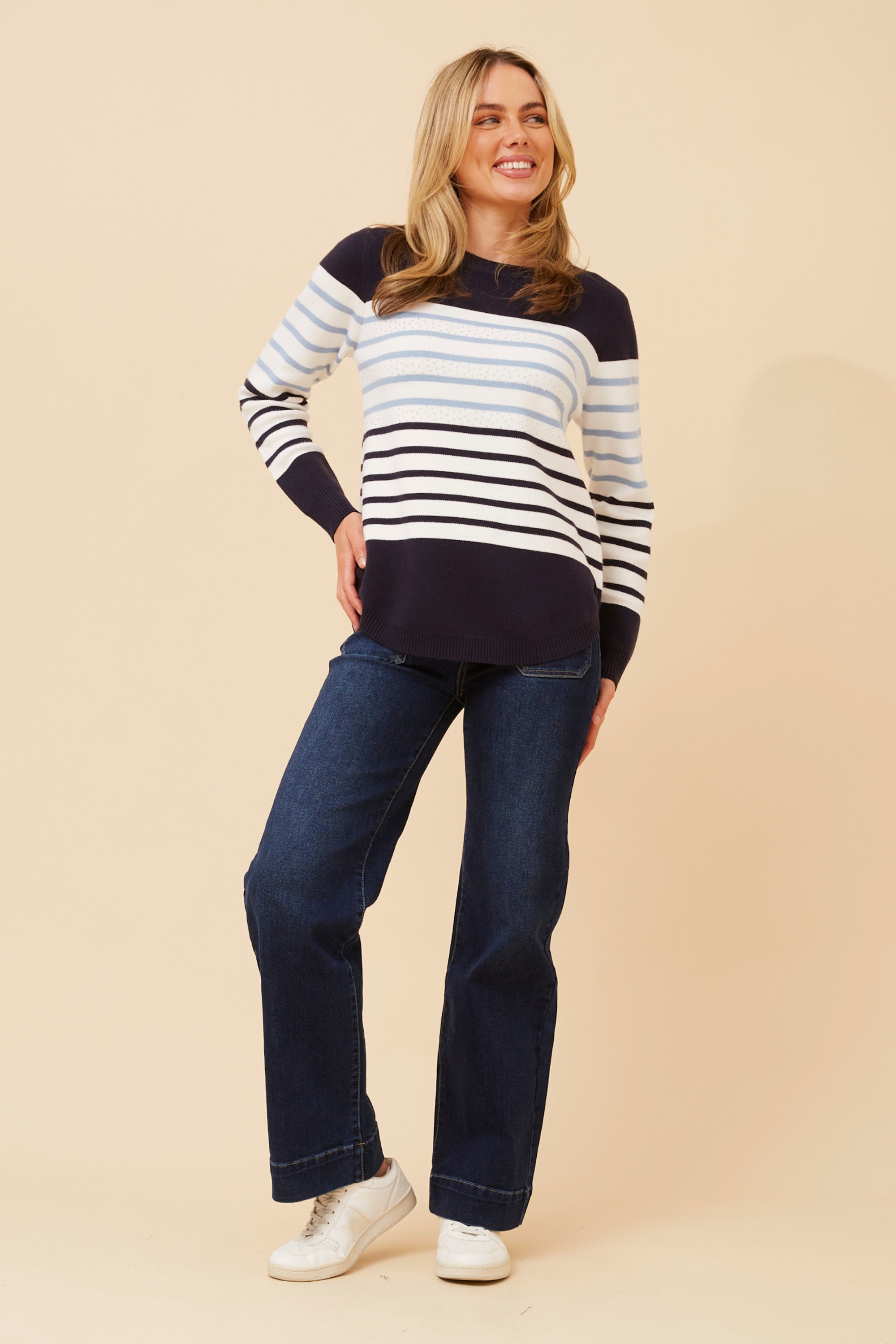 ANITA STRIPE PRINT KNIT PULLOVER