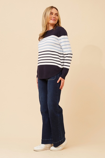 ANITA STRIPE PRINT KNIT PULLOVER