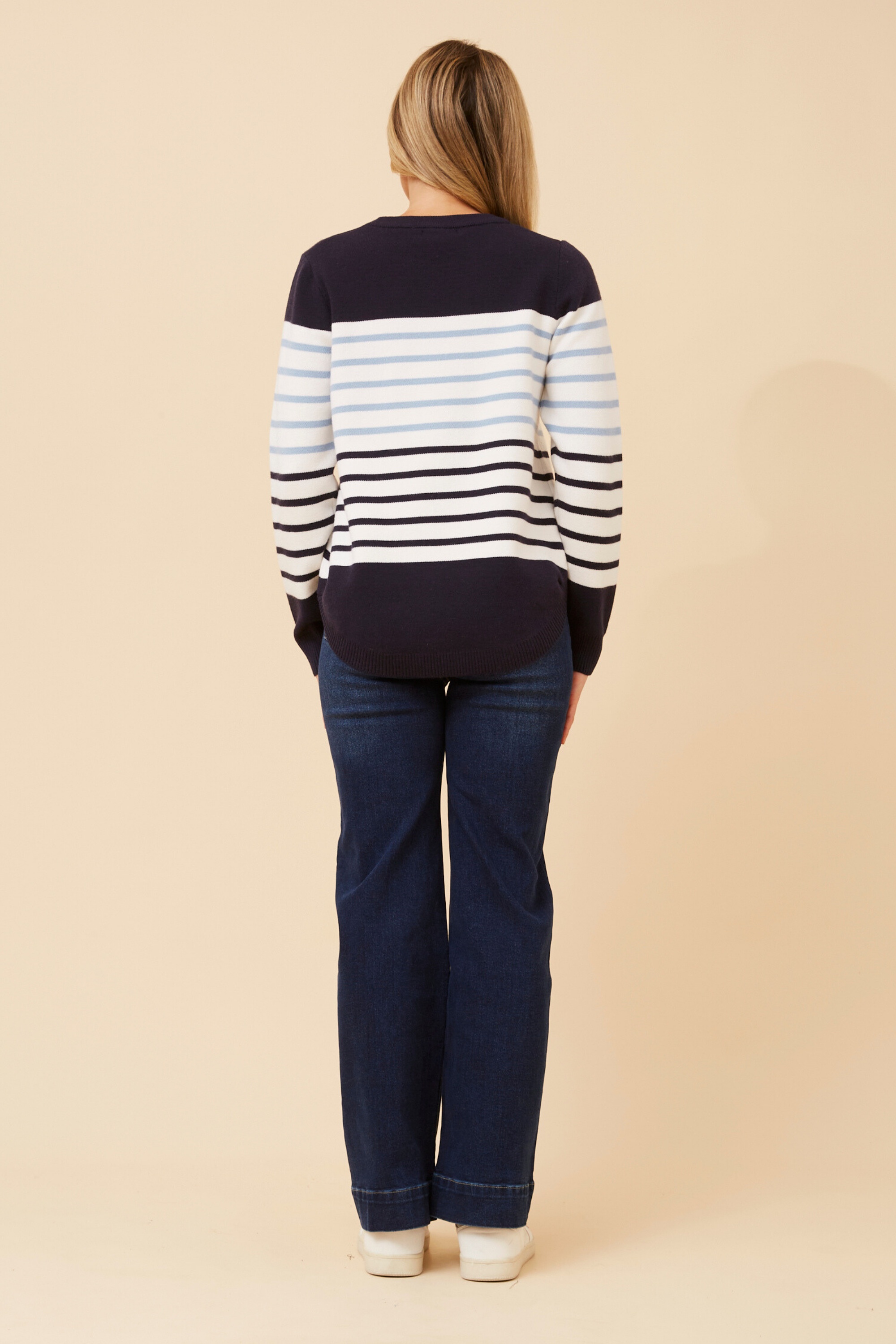 ANITA STRIPE PRINT KNIT PULLOVER