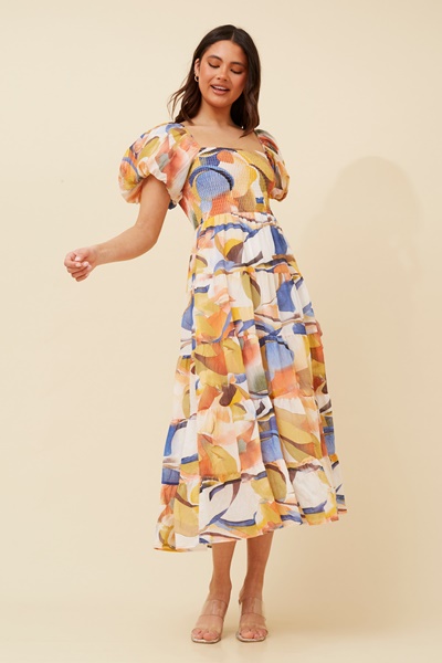 ANNETTE ABSTRACT PRINT MIDI DRESS