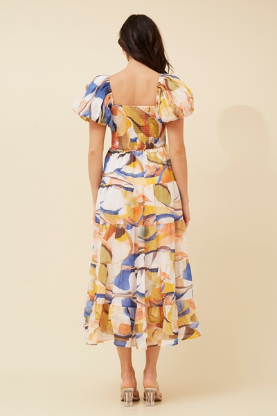 ANNETTE ABSTRACT PRINT MIDI DRESS