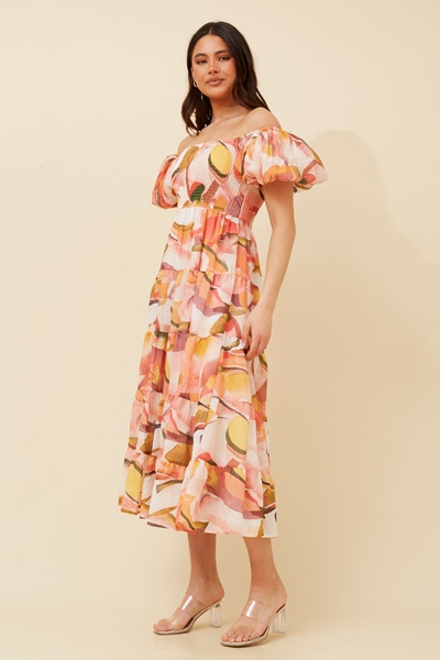 ANNETTE ABSTRACT PRINT MIDI DRESS