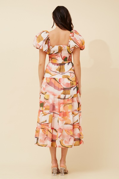 ANNETTE ABSTRACT PRINT MIDI DRESS