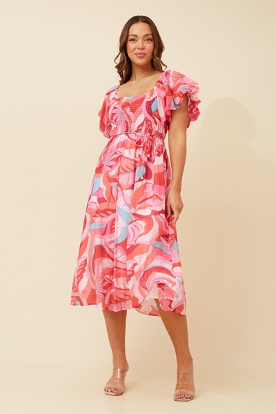 ANOK PUFF SLEEVE MIDI DRESS