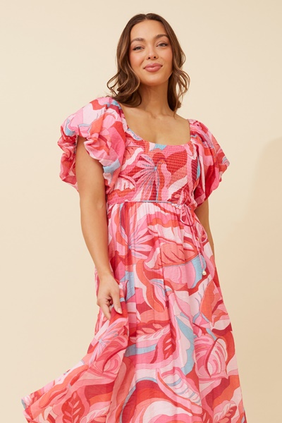 ANOK PUFF SLEEVE MIDI DRESS