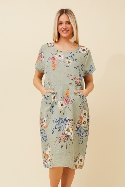 ANTONELLA LINEN FLORAL DRESS