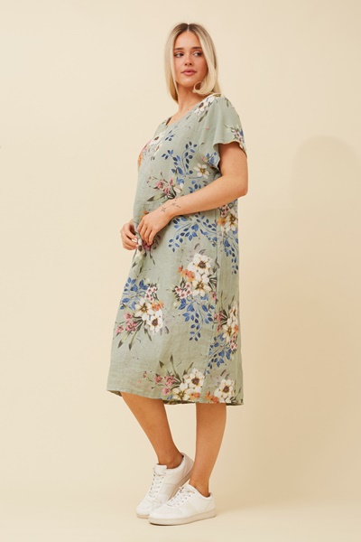 ANTONELLA LINEN FLORAL DRESS