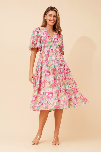 ANUSHKA ABSTRACT PRINT MIDI DRESS