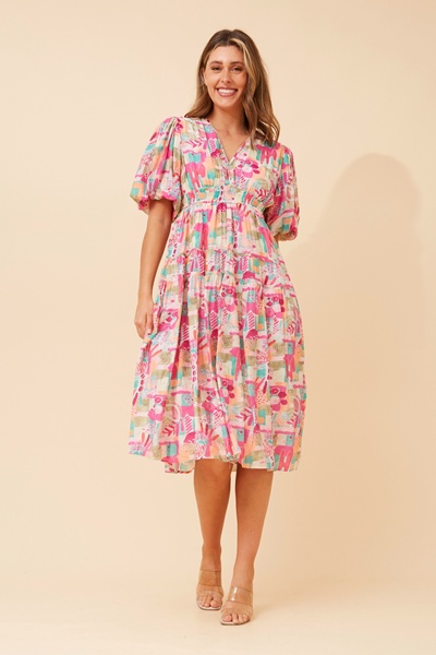 ANUSHKA ABSTRACT PRINT MIDI DRESS