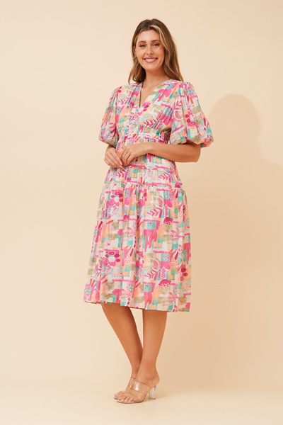 ANUSHKA ABSTRACT PRINT MIDI DRESS