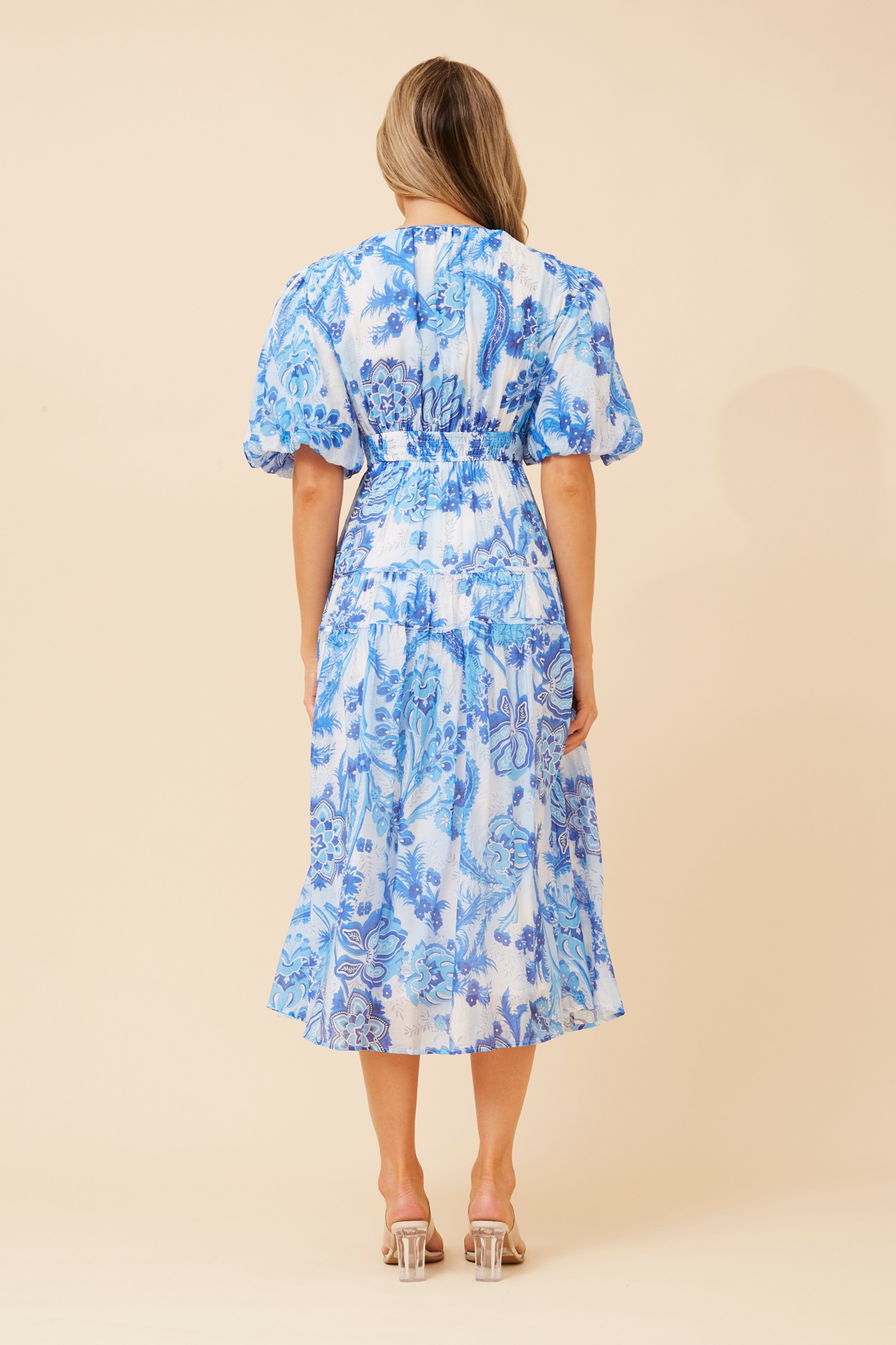 ANUSHKA PAISLEY PRINT MIDI DRESS