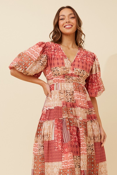 ANUSHKA PATCHWORK MIDI DRESS