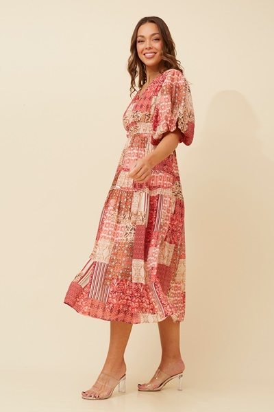 ANUSHKA PATCHWORK MIDI DRESS