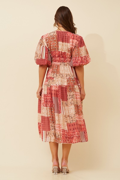 ANUSHKA PATCHWORK MIDI DRESS