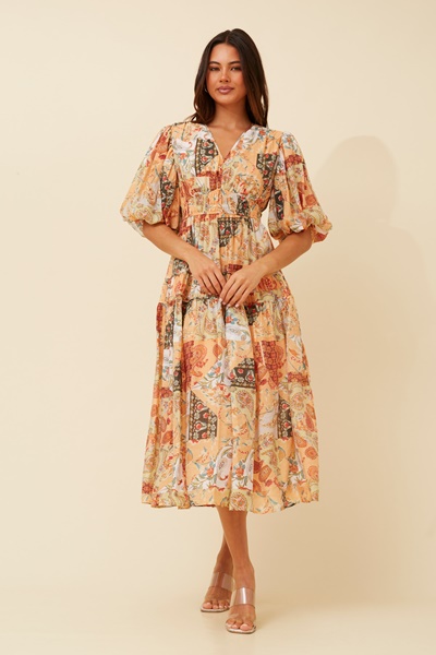 ANUSHKA PATCHWORK MIDI DRESS