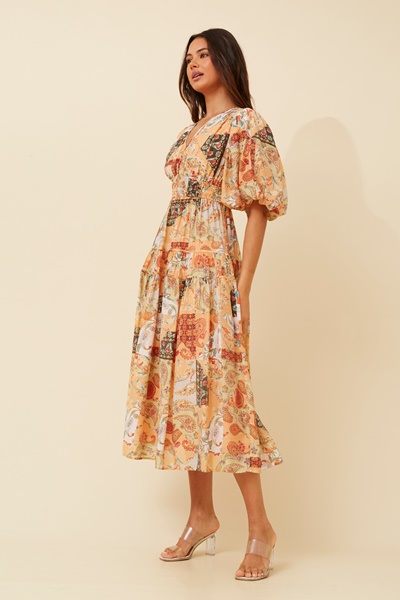 ANUSHKA PATCHWORK MIDI DRESS