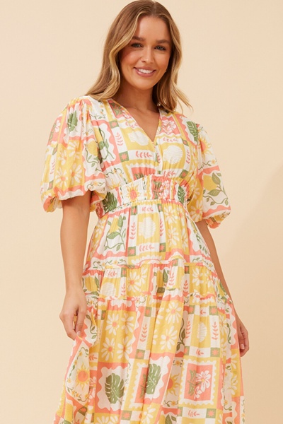 ANUSHKA PATCHWORK PRINT DRESS