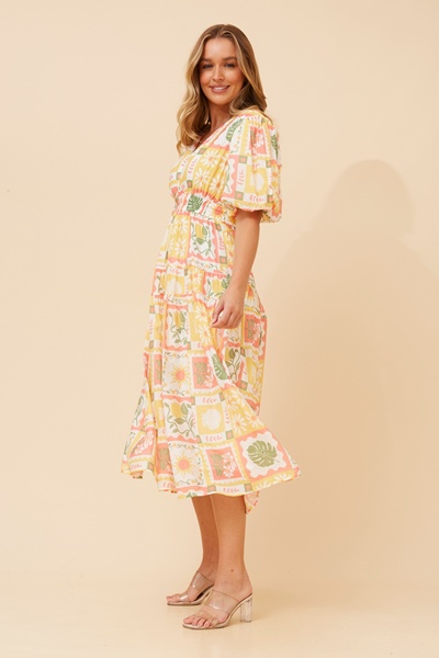ANUSHKA PATCHWORK PRINT DRESS