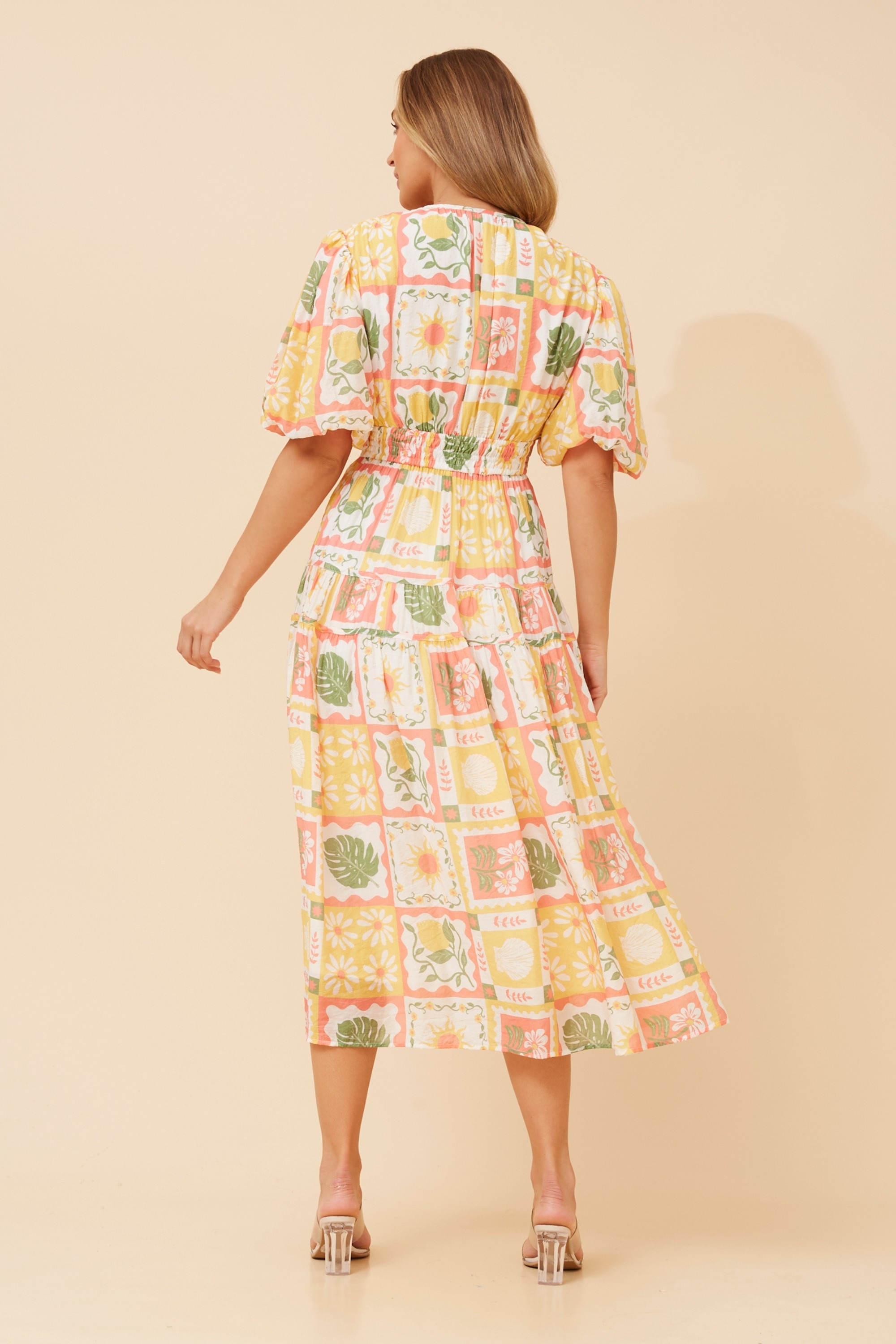 ANUSHKA PATCHWORK PRINT DRESS