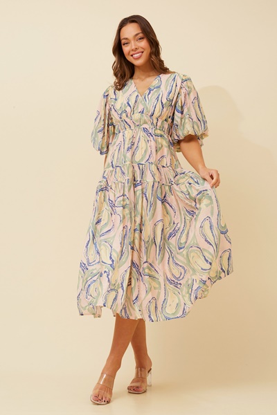 ANUSHKA PUFF SLEEVE MIDI DRESS