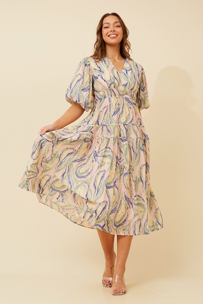 ANUSHKA PUFF SLEEVE MIDI DRESS
