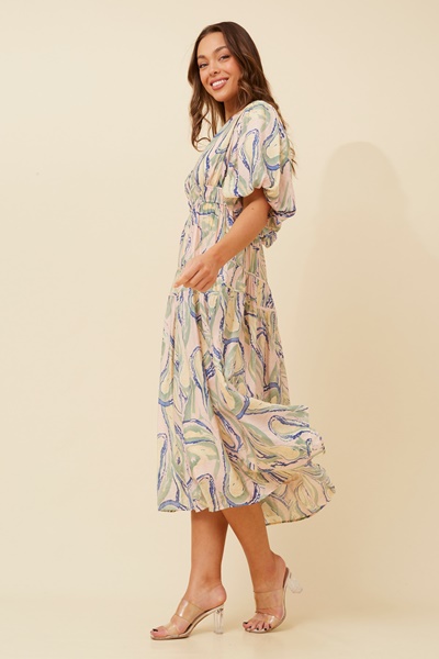ANUSHKA PUFF SLEEVE MIDI DRESS