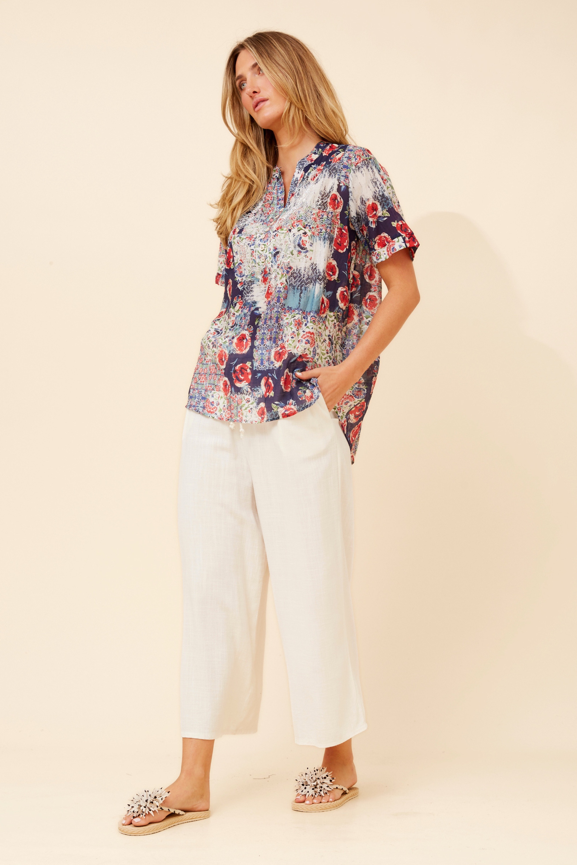 ARCHANA PATCHWORK PRINT BLOUSE
