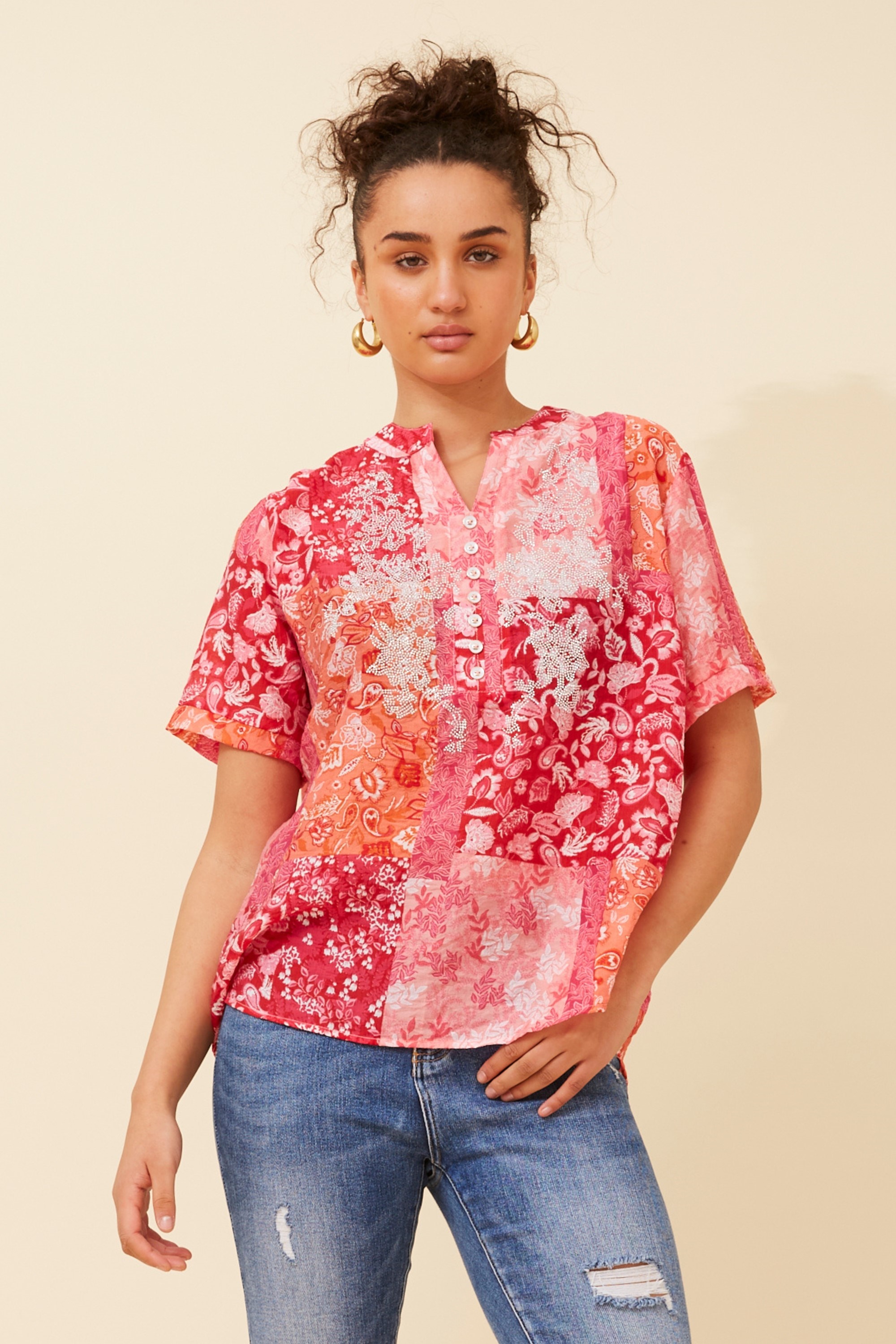 ARCHANA PATCHWORK PRINT TOP