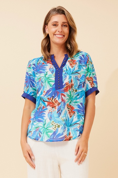 ARCHELLE TROPICAL PRINT TOP