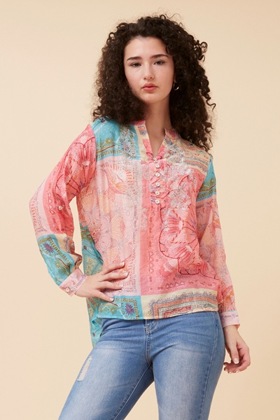 ARCHITH PATCHWORK PRINT BLOUSE