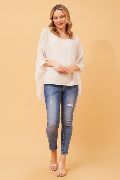ARGLE SILK BLEND SEQUIN TOP