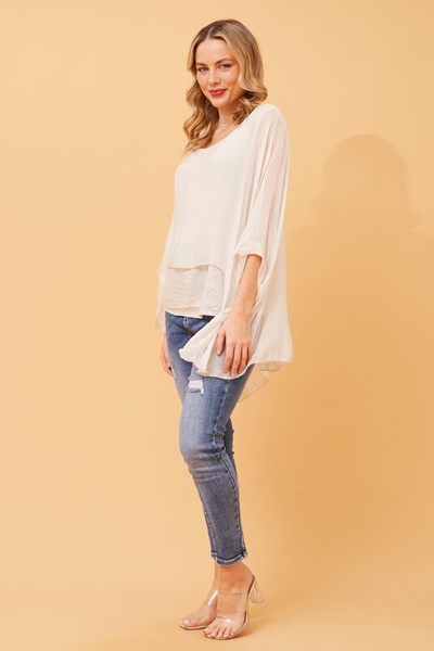 ARGLE SILK BLEND SEQUIN TOP