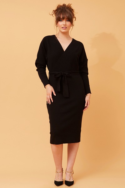 ARLENE CROSSOVER KNIT DRESS