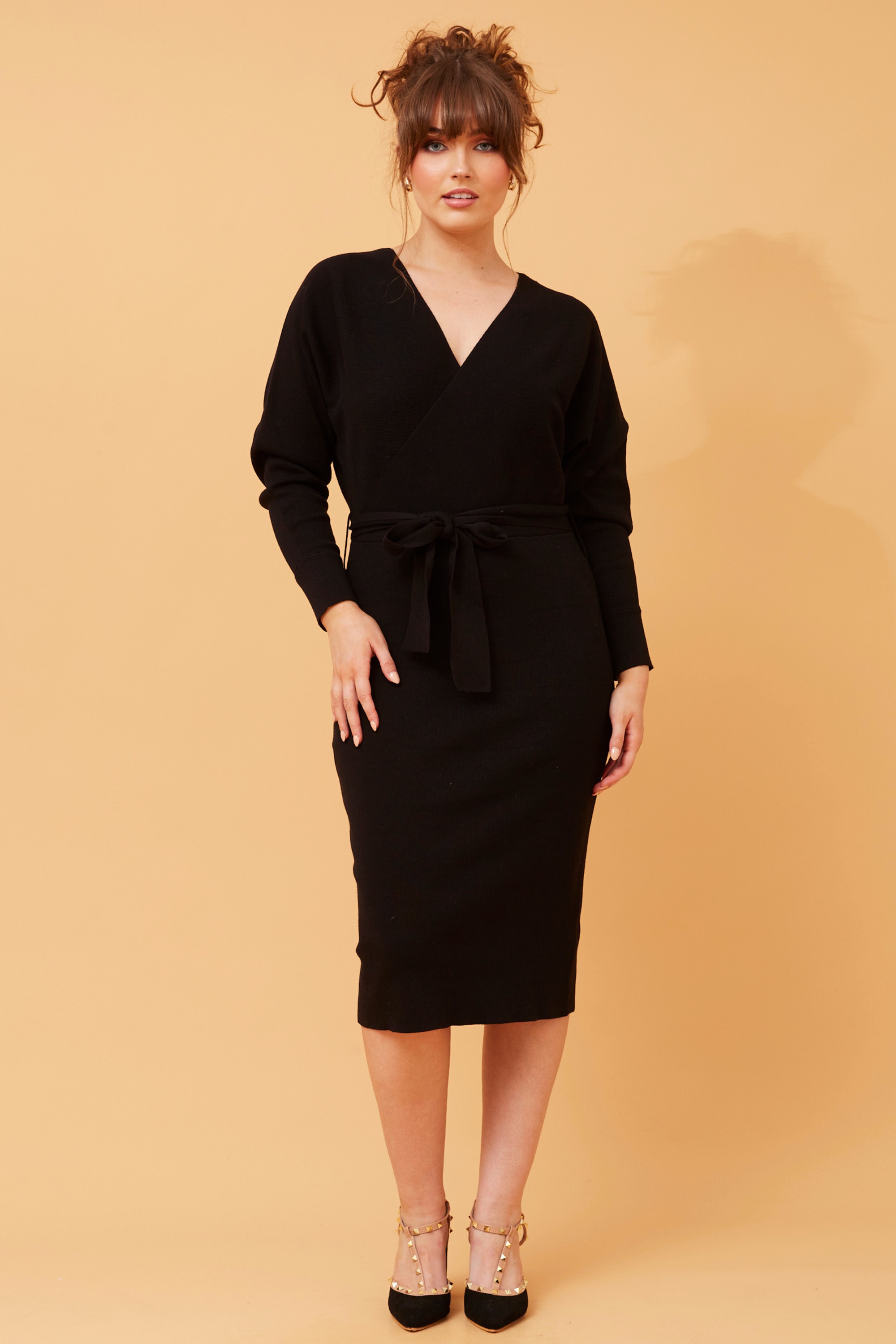 ARLENE CROSSOVER KNIT DRESS