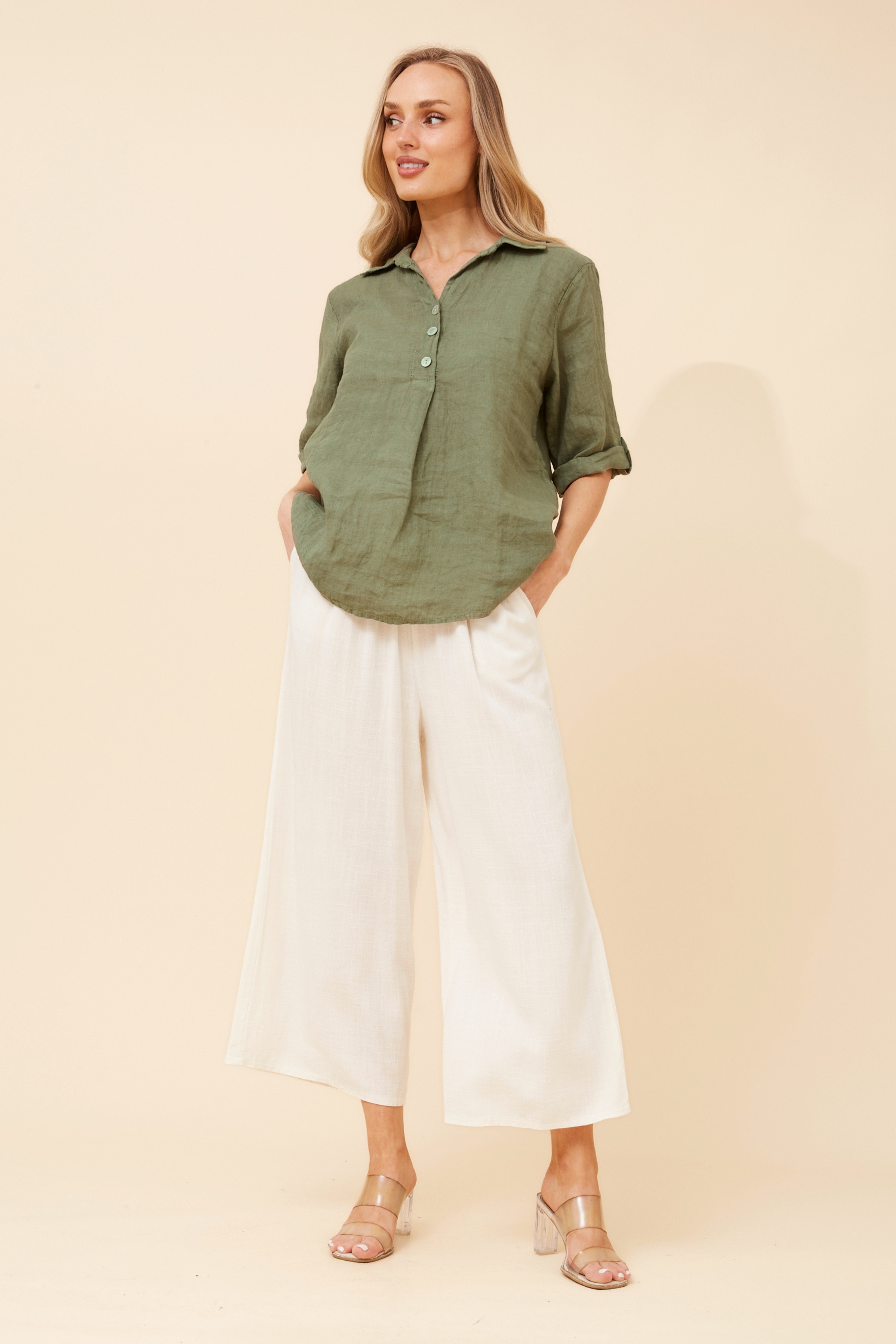 ARMIDA SOLID LINEN TOP
