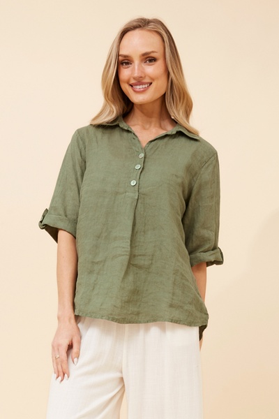 ARMIDA SOLID LINEN TOP