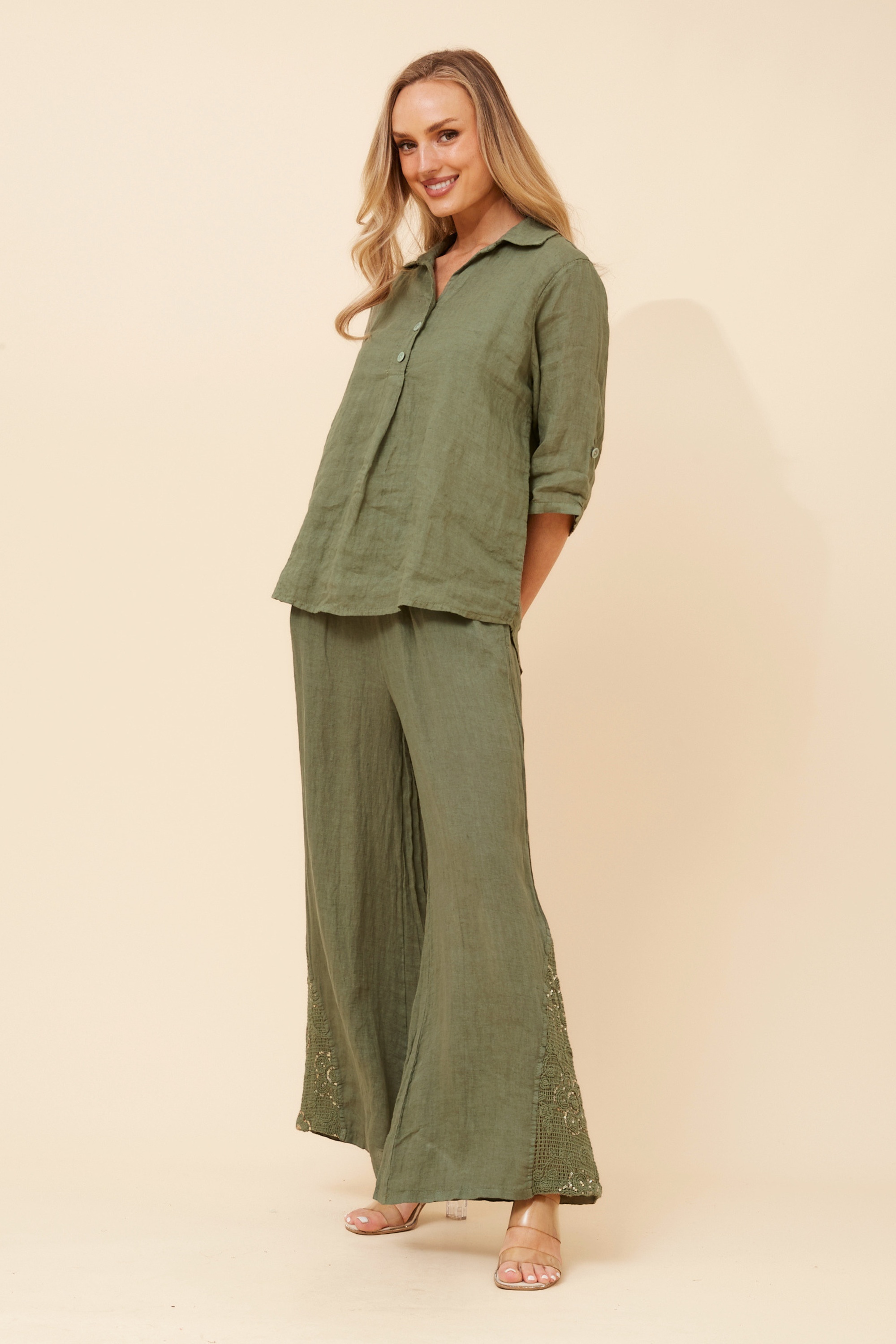 ARMIDA SOLID LINEN TOP