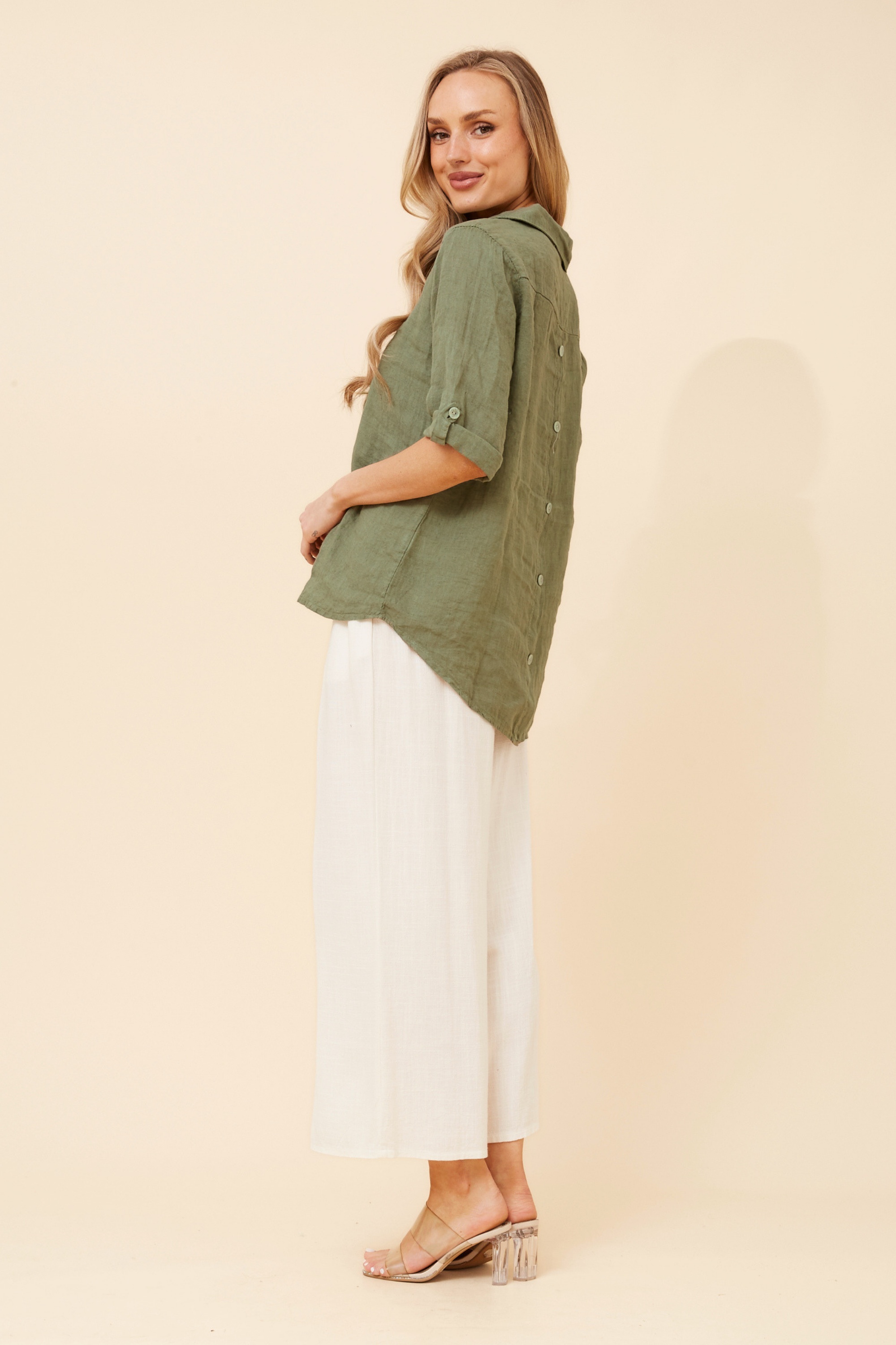 ARMIDA SOLID LINEN TOP