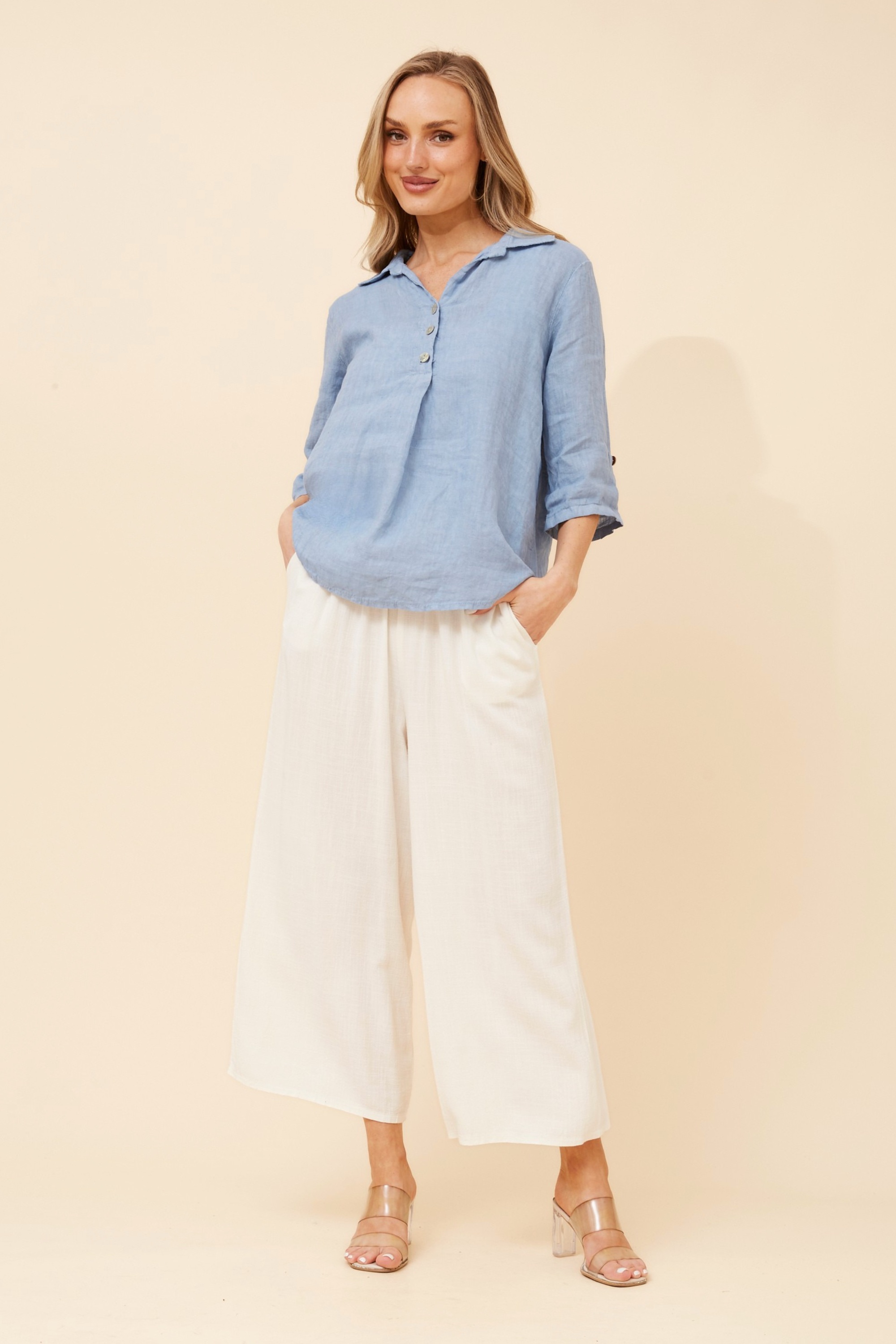 ARMIDA SOLID LINEN TOP