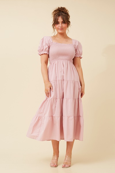 ASHTON SOLID TIERED DRESS