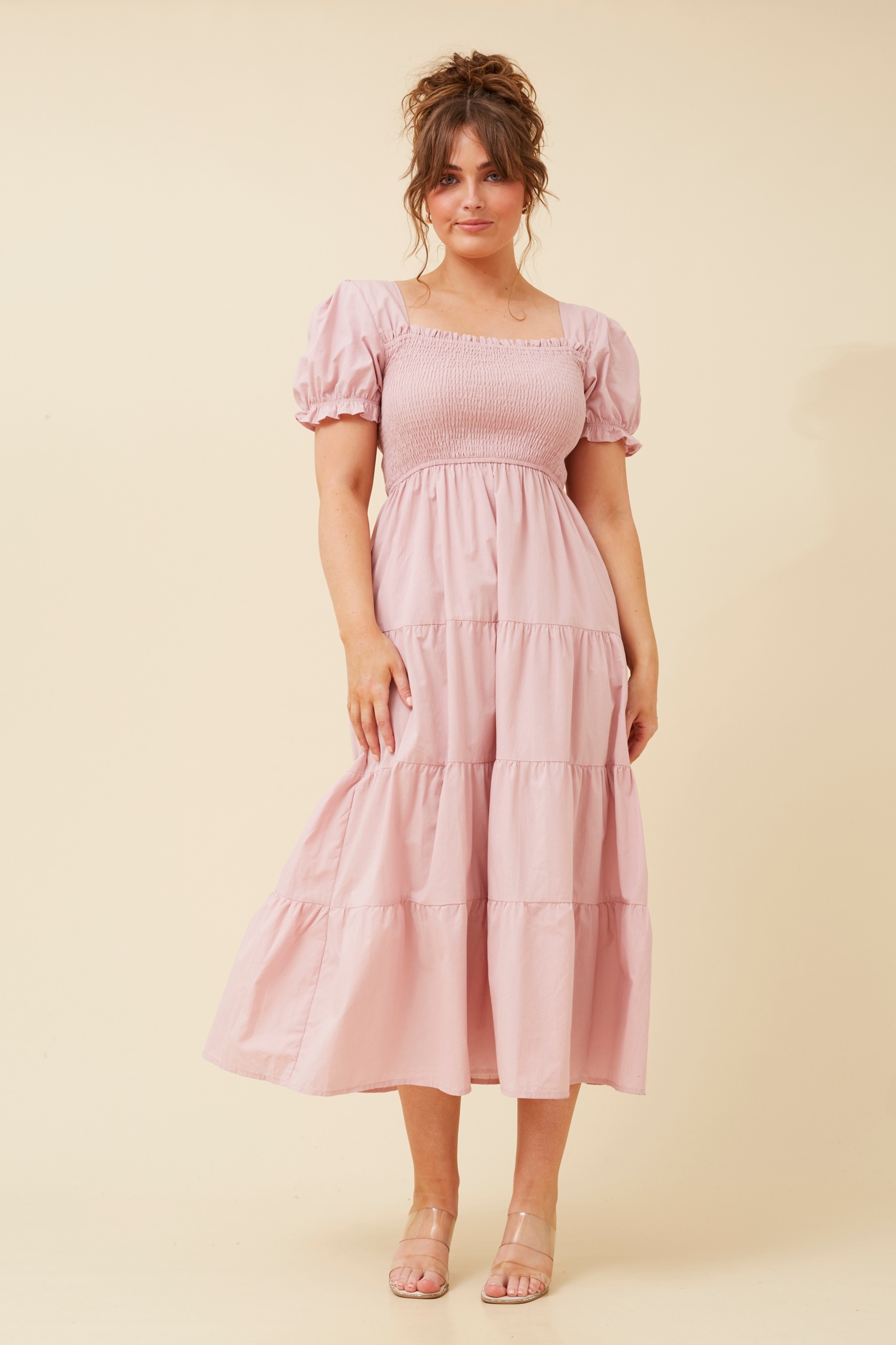 ASHTON SOLID TIERED DRESS