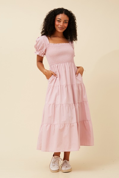 ASHTON SOLID TIERED DRESS