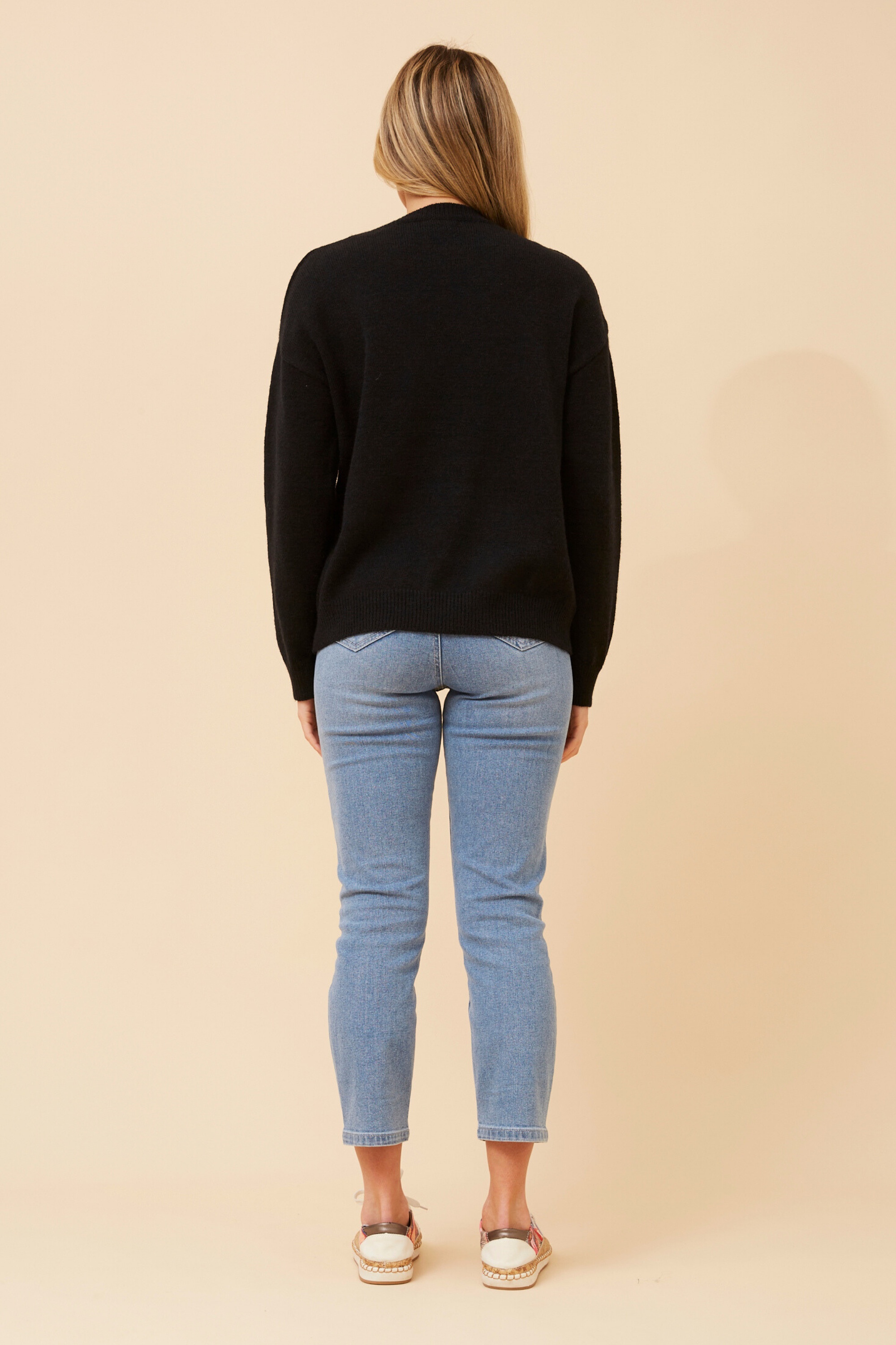 ASTER HEART PRINT KNIT PULLOVER
